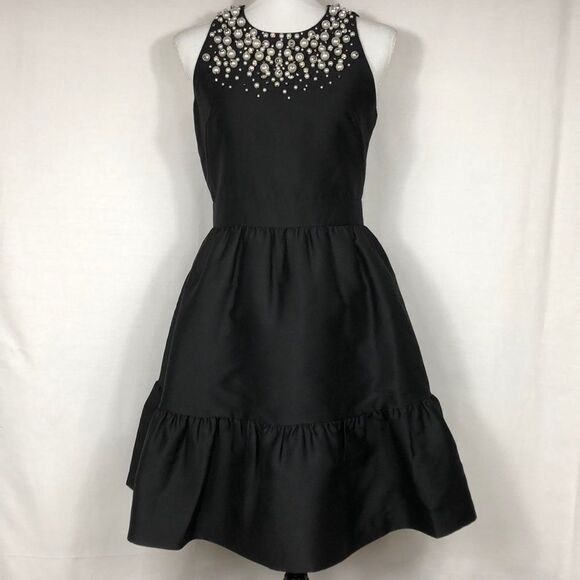 Kate Spade Pearl Embellished Mikado dress, NWT, size 4, black - Picture 2 of 8